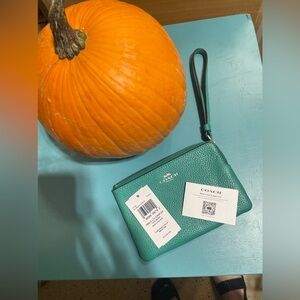 Coach Bright Green Style CP483 Wristlet with Silver Hardware - Brand New!